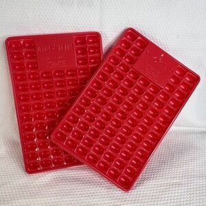 VTG Jell-O Beans Jigglers Molds Red Plastic Jelly Bean Jello Shot Trays Lot of 2